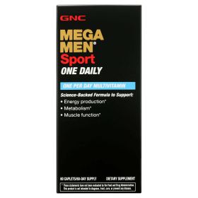 GNC Mega Men Sport One Daily Multivitamin, 60 Tablets, Multivitamin and Multimineral Support for Active Men